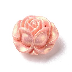 Легкий Лосось Непрозрачные акриловые бусины, блестящая бусина, 3 d цветок розы, светлый померанцевый, 20x18x10 мм, отверстие : 2 мм, Около 350 шт / 500 г