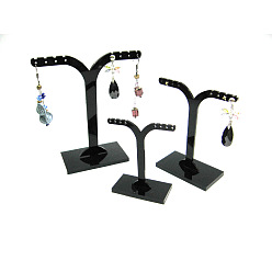 Black Black Pedestal Display Stand, Jewelry Display Rack, Earring Tree Stand, about 6.3~9.3cm wide, 6.3~10.5cm long. 3 Stands/Set