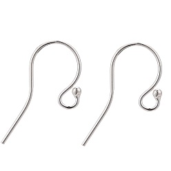 Silver 925 Sterling Silver Earring Hooks, with 925 Stamp, Silver, 24x11x1.8mm, 21 Gauge, Pin: 0.7mm