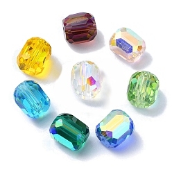 Mixed Color AB Color Plated Glass Beads, Faceted Barrel, Mixed Color, 8.5x7.5mm, Hole: 1.4mm