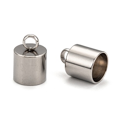 Stainless Steel Color 304 Stainless Steel Cord Ends, Stainless Steel Color, 13x9mm, Hole: 3.5mm, 8mm inner diameter