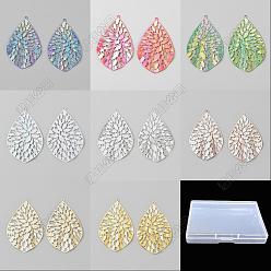 (52) Непрозрачная лаванда 32 шт 8 цвета подвески из нержавеющей стали, очарование слезы, разноцветные, 50x32.5x5 мм, отверстие : 1.5 мм, 4 шт / цвет