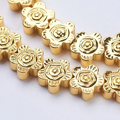 Golden Plated Non-magnetic Synthetic Hematite Beads Strands, Smooth Surface, Sunflower, Golden Plated, 7.5x3mm, Hole: 1mm, about 57~58pcs/strand, 15.9 inch(40.5cm)