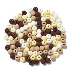 Coconut Brown Frosted Opaque Acrylic Beads, Round, Coconut Brown, 6mm, Hole: 2mm, about 4545pcs/500g