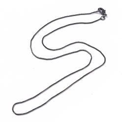 Gunmetal Brass Venetian Chain, Box Chain Necklaces, with Lobster Claw Clasps, Long-Lasting Plated, Gunmetal, 16.53 inch(42cm), 1mm