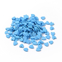 Deep Sky Blue Handmade Polymer Clay Cabochons, Heart, Deep Sky Blue, 5x4.5x0.8mm, about 76923pcs/1000g