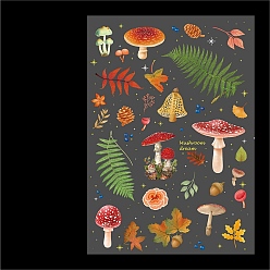 Mushroom Retro Dark Night Series Hot Stamping PET Waterproof Decorative Stickers, for DIY Scrapbooking, Mushroom, 154x110mm