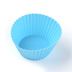 Light Sky Blue Reusable Food Grade Silicone Baking Cups, Cupcake Muffin Baking Cups Liners, Non-Stick Cake Molds, Light Sky Blue, 6.5x3.3cm