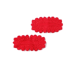 Red Polyester Oval Cabochons, for Hair Accessories Making, Red, 67x34mm