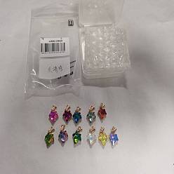 (52) Непрозрачная лаванда 11шт. 11 цвета латунь с подвесками из 9 стекла, амулеты из золотого кленового листа, граненые, разноцветные, 20.5x13.5x5.5 мм, отверстие : 1.8 мм, 1 шт / цвет