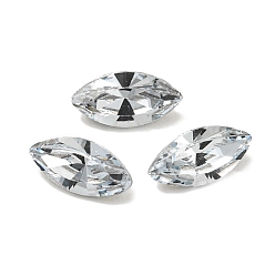 Свет Сапфира Стеклянные стразы кабошоны, задние и задние, граненые, лошадиный глаз , света сапфир, 6x3x2 мм