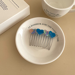 Blue color scheme Sweetheart Vinegar Acetate Hair Comb Clip for Women with Versatile and Chic Design, Anti-Slip Grip, Perfect for Frizzy Hair Styling Accessories.