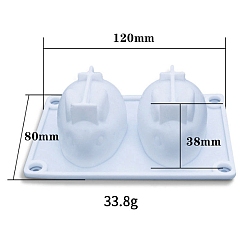 White Rabbit Display Decoration Food Grade Silicone Mold, Resin Casting Molds, for UV Resin, Epoxy Resin Craft Making, White, 120x80x38mm