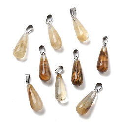 Стеклянный Камень Арбуза Синтетический арбуз камень стеклянные подвески, с защелкой из нержавеющей стали на поручнях, капля, 28~30x10~12 мм, отверстие : 6x4 мм