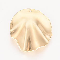Real 18K Gold Plated Brass Pendants, Nickel Free, Real 18K Gold Plated, Leaf, 30x25x2.5mm, Hole: 1.5mm