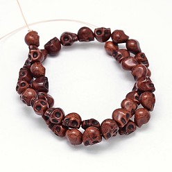 Saddle Brown Dyed Synthetic Turquoise Bead Strands, Skull, Saddle Brown, 10x8x10mm, Hole: 1mm, about 38~40pcs/strand, 15~15.5 inch