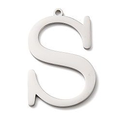 Letter S 304 подвески из нержавеющей стали, буквы, Письмо с, 40x25.5x1.4 мм, отверстие : 2 мм