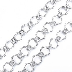 Platinum Alloy Bamboo Stick Link Chains, with Spool, Cadmium Free & Nickel Free & Lead Free, Unwelded, Platinum, 17x17.5x2.5mm, about 32.81 Feet(10m)/Roll