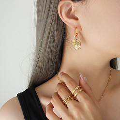 F257 - Golden Earrings Модное женское колье и серьги в форме сердца из титановой стали