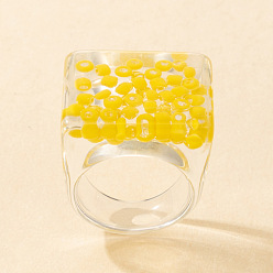 18401 yellow Шикарное минималистичное кольцо из акриловой смолы с четким дизайном и винтажным французским стилем., украшенные сверкающими драгоценными камнями – креативные женские украшения