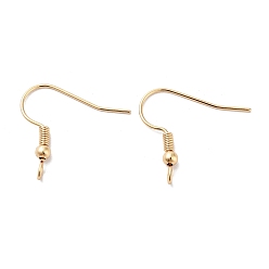 Настоящее золото 18K 316 хирургические крючки для французских серег из нержавеющей стали., французские крючки с катушкой и шариком, реальный 18 k позолоченный, 20 датчик, 20x21 мм, отверстие : 2 мм, штифты : 0.8 мм