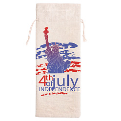 Human Independence Day Linen Packing Pouches, Drawstring Bags, Rectangle, Human Pattern, 32x13.5cm