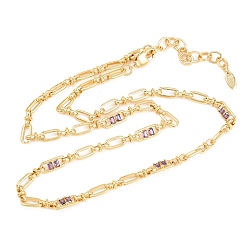 Фиолетовый 5ММ латунная цепочка с овальными звеньями, инкрустированная кубическим цирконием, без кадмия и без свинца, стойки покрытие, долговечный, реальный 18 k позолоченный, фиолетовые, 18.11 дюйм (46 см)