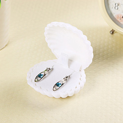 White Shell Shaped Velvet Jewelry Storage Boxes, Jewelry Gift Case for Earrings Pendants, White, 6.5x5.5x3cm