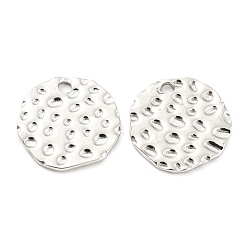 Stainless Steel Color 304 Stainless Steel Pendants, Textured, Flat Round Charm, Stainless Steel Color, 15x1mm, Hole: 1.8mm