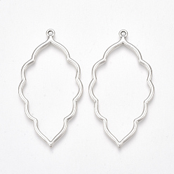 Antique Silver Tibetan Style Alloy Open Back Bezel Big Pendants, For DIY UV Resin, Epoxy Resin, Pressed Flower Jewelry, Cadmium Free & Lead Free, Leaf, Antique Silver, 65x34.5x2.5mm, Hole: 2mm, about 220pcs/1000g