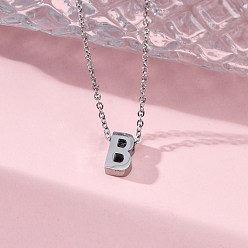 Letter B 304 подвесные из нержавеющей стали ожерелья, буквы, В письме, 15.94 дюйм(40.5см)~16.14 дюйм(41см)+54мм удлинитель, буквы: 10x6x4 мм.