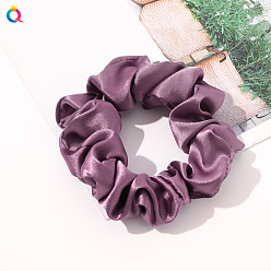 Simulated silk 8cm small loop - grape purple Elegant and Versatile Solid Color Hair Scrunchies for Women, Simulated Silk Ponytail Holder Accessories