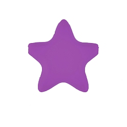 Dark Violet Star Silicone Beads, Chewing Beads For Teethers, DIY Nursing Necklaces Making, Dark Violet, 35x35mm