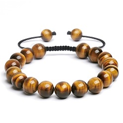 10MM Yellow Tiger Eye Stone Bracelet Мужской браслет ручной работы из бисера с натуральным камнем тигровый глаз и агатом, ювелирные изделия с одной петлей