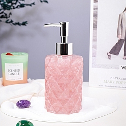 Rose Quartz Natural Rose Quartz Dispenser Pump Bottles, Shower Shampoo Cosmetic Emulsion Storage Bottle, Column, 7.5x17cm