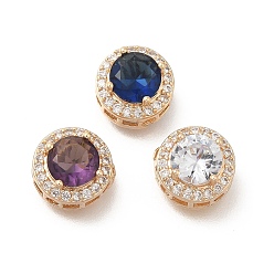 (52) Непрозрачная лаванда Стойки обшивки латунь микро проложить кубического циркония бусы, со стеклом, долговечный, без свинца и без кадмия, золотые, круглые, разноцветные, 6x9x9 мм, отверстие : 1.4 мм