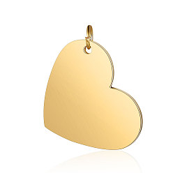 Golden 201 Stainless Steel Stamping Blank Tag Pendants, Manual Polishing, Heart, Golden, 19.5x25x1mm, Hole: 3.5mm