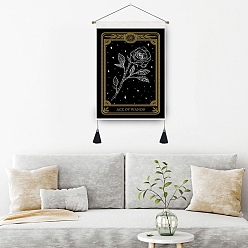 Flower Tarot Polyester Skull Pattern Wall Hanging Tapestry, for Bedroom Living Room Decoration, Rectangle, Flower, Picture: 500x350mm