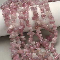 Розовый Кварц Чип натуральной розовой нити кварца шарик, 4~6x8~12x2~4 мм, отверстие : 1 мм, о 32 дюйме