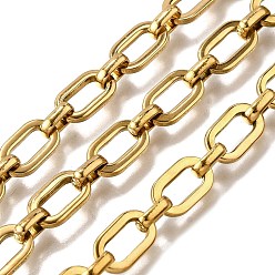 Настоящее золото 18K Ионное покрытие (ip) 304 прямоугольные цепи из нержавеющей стали, несварные, реальный 18 k позолоченный, 11x6.5x1.4 мм