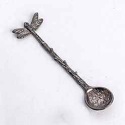 Черный Цвет Металла Ложка для кофе, чая из сплава, стрекоза, металлический черный , 105x4 мм