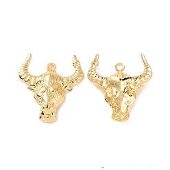 Golden Ion Plating(IP) 304 Stainless Steel Pendants, Cattle Head Charms, Golden, 28x25x4.5mm, Hole: 1.8mm