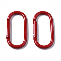 Red Aluminum Spring Gate Ring, Oval, Red, 50x25x4.5mm, Inner Diameter: 42x16mm