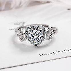 Copper plated with white gold Модное и элегантное кольцо с цирконом в форме сердца - прямые поставки с фабрики