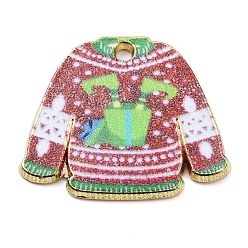 Коричневый Стойки обшивки сплава эмали подвески, золотые, рождественский свитер, коричневые, 20.5x23.5x1.5 мм, отверстие : 1.6 мм