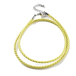 Зелено-Желтый Изготовление плетеных ожерелий из полиэфирного шнура, с латунной фурнитурой , нержавеющая сталь застежками, долговечный, платина, зеленый желтый, 18-3/4 дюйм (47.5 см)