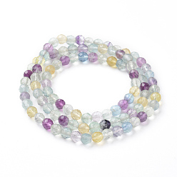 Fluorite Personalized Dual-use Items,  Three Loops Round Natural Fluorite Beads Stretch Wrap Bracelets or Necklaces, Faceted, 23.4 inch(59.5cm)