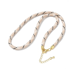 Beige Ployester Core-Wrapped Round Cord Necklace Making, with Brass Finding, Golden, Beige, 17.72x0.18 inch(45x0.45cm)