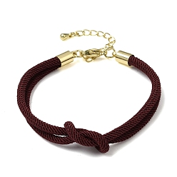 Coconut Brown 3MM Round Nylon Braided Cord Bracelet Making, Knot, with Golden 202 Stainless Steel Lobster Clasp & Brass Finding, Coconut Brown, 6.69x0.39 inch(17x1cm)