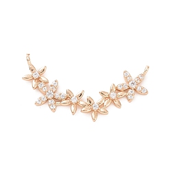 Light Gold Латунные подвески из прозрачного кубического циркония, ссылки на цветы франжипани, золотой свет, 15x30.5x2.5 мм, отверстие : 1.2 мм